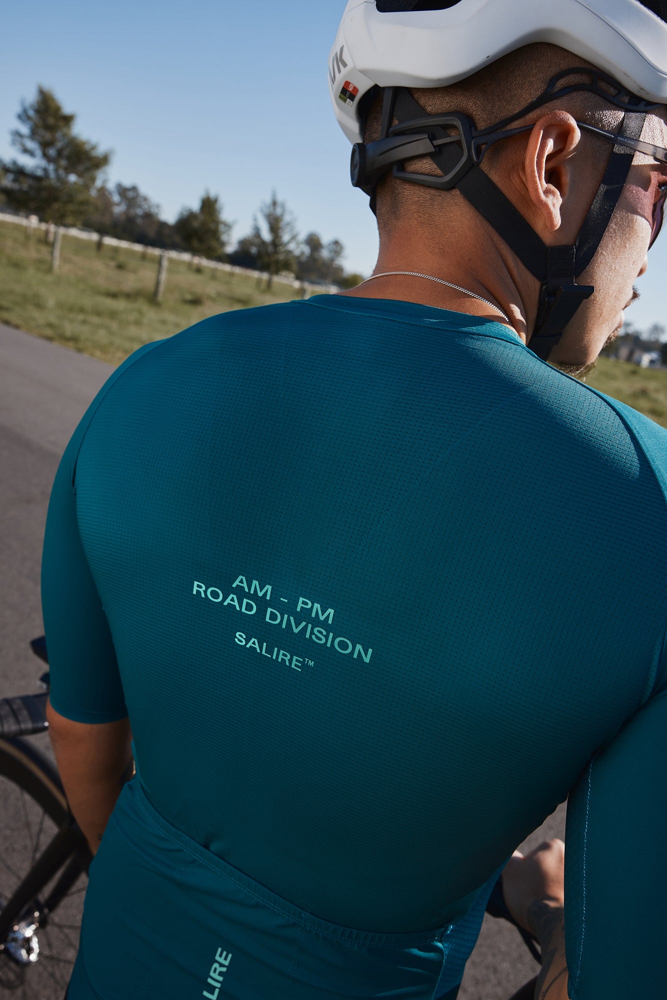 Salire mens deep teal cycling jersey