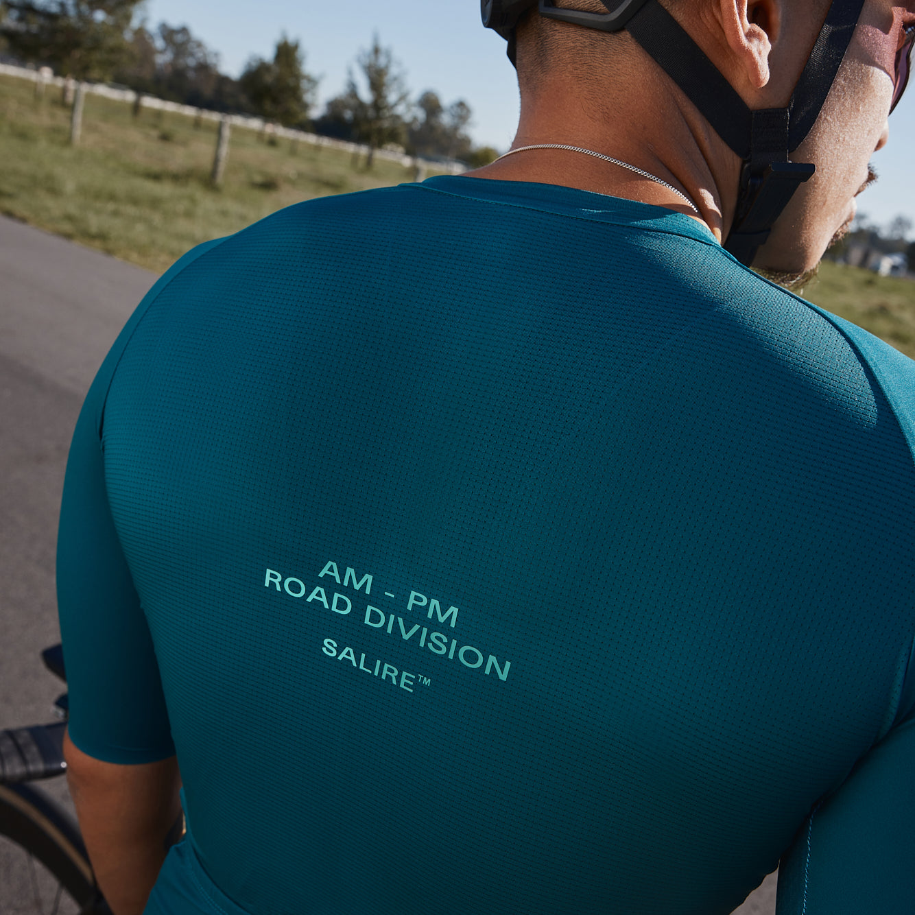 Salire mens deep teal cycling jersey