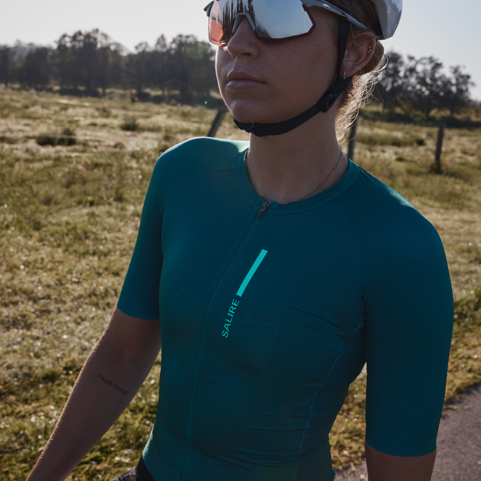 salire women's cycling jersey deep teal